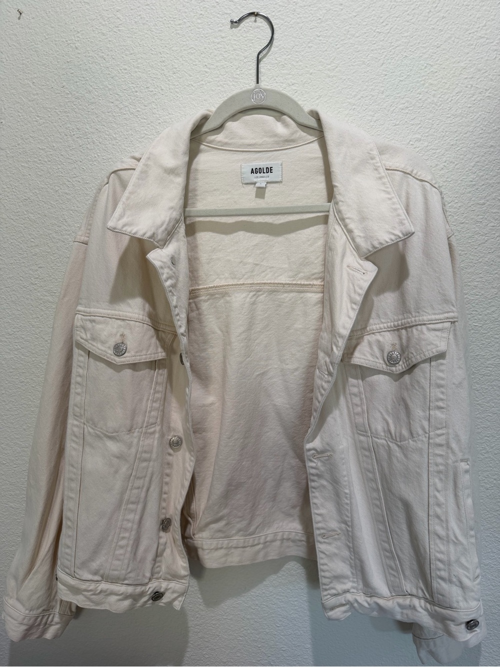 Agolde Charli Cream Oversized Denim Trucker Jacket